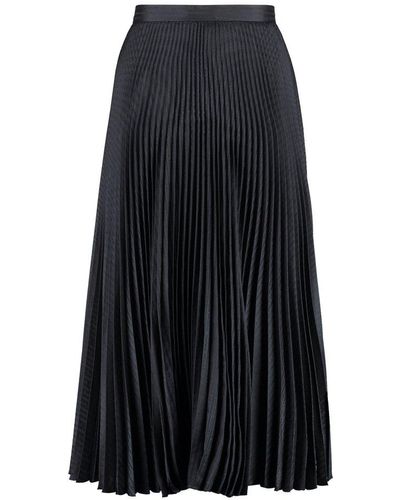 Prada Pleated High-waist Midi Skirt - Black