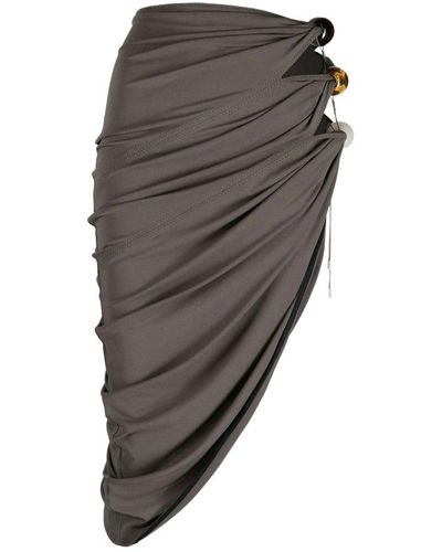 Jacquemus Asymmetric Beads Embellished Skirt - Gray