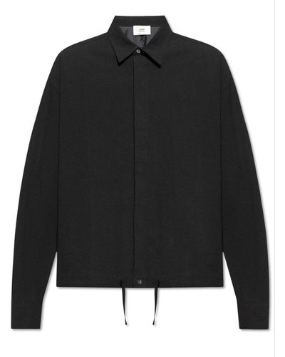 Ami Paris Button Detailed Long-sleeved Shirt - Black