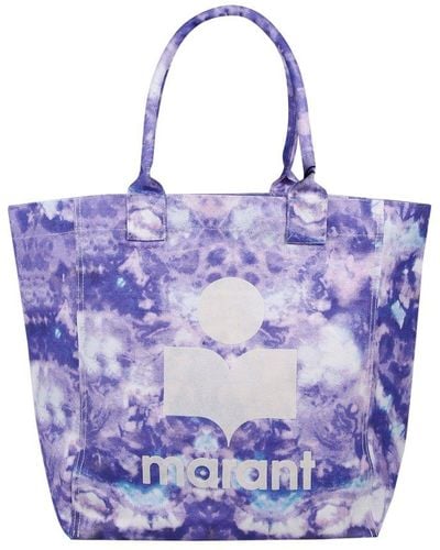 Isabel Marant Yenky Logo Printed Top Handle Bag - Purple