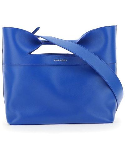Alexander McQueen Logo-printed Top Handle Bag - Blue