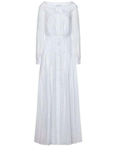 Alberta Ferretti Pleated Long Shirt Dress - White