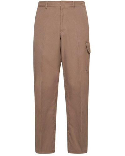 Valentino Button Detailed Straight Leg Trousers - Brown