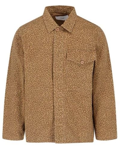 Closed Animal Print Shirt Jacket - Brown