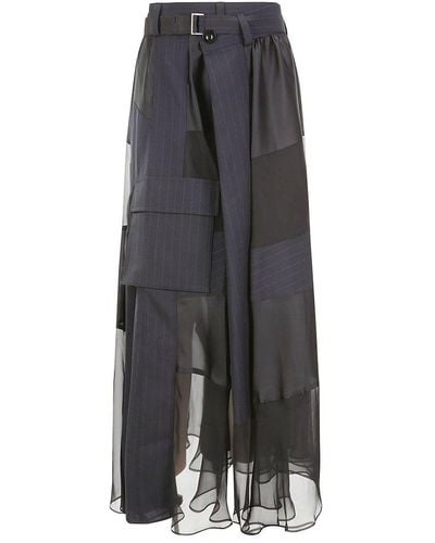 Sacai Chalk Stripe Skirt - Gray