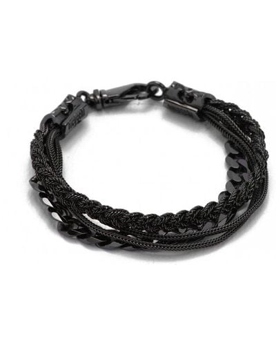 Emanuele Bicocchi Chain And Braided Bracelet - Black