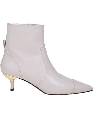 Michael Kors Kadence Ankle Boots In Cream Colour Leather - White
