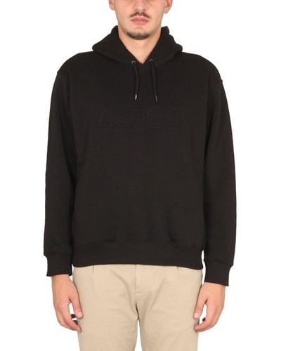 Aspesi Sweatshirt With Logo And Hood - Black