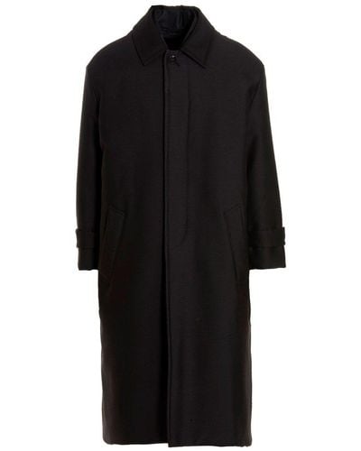 Valentino Button Detailed Long-sleeved Reversible Coat - Black