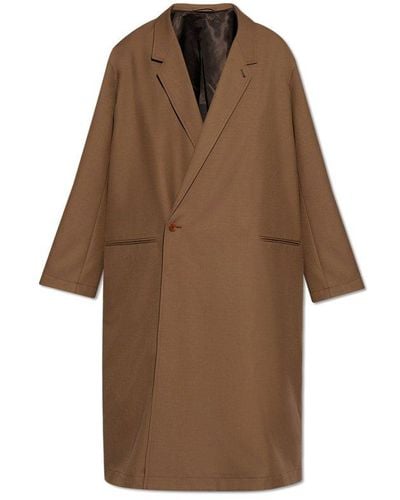 Lemaire Coat With Notch Lapels, - Brown