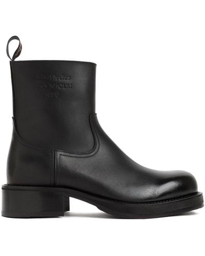 Acne Studios Sprayed Logo Debossed Ankle Boots - Black