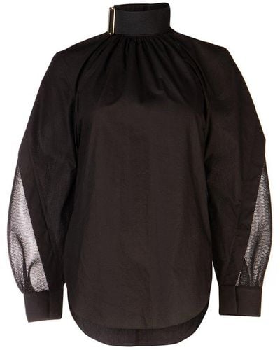 Fendi High-neck Meah-panelled Shirt - Black