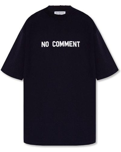 Balenciaga No Comment Printed Crewneck T-shirt - Blue