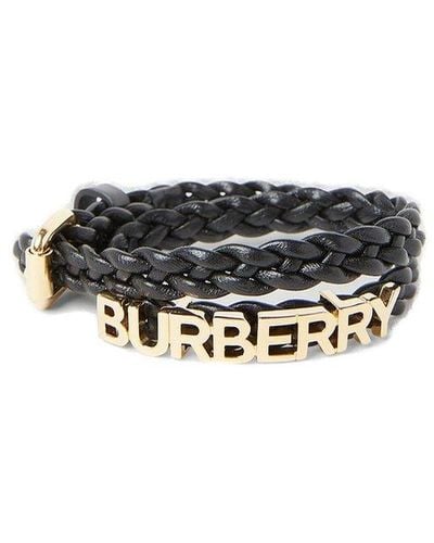 Burberry Logo-plaque Interwoven Designed Bracelet - White