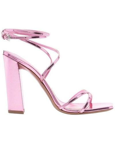 Paris Texas Diana Crossover Strap Heeled Sandals - Pink