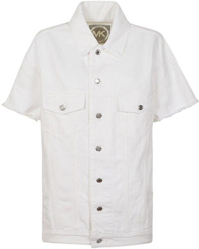 Michael Kors Oversized Frayed Denim Jacket - White