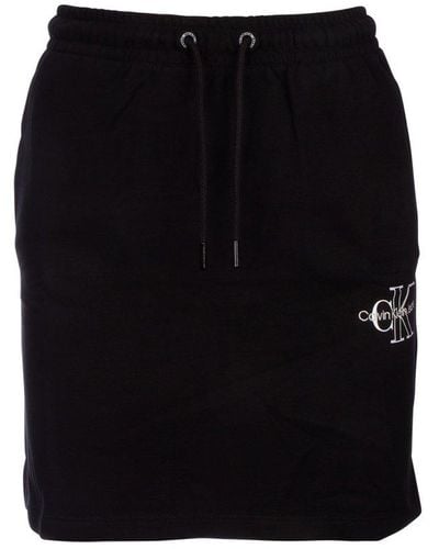 Calvin Klein Logo Embroidered Drawstring Mini Skirt - Black