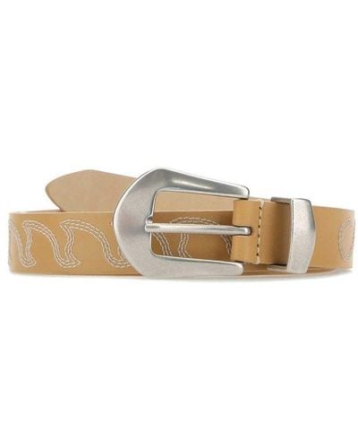 Isabel Marant Embroidered Metal Buckle Belt - Brown