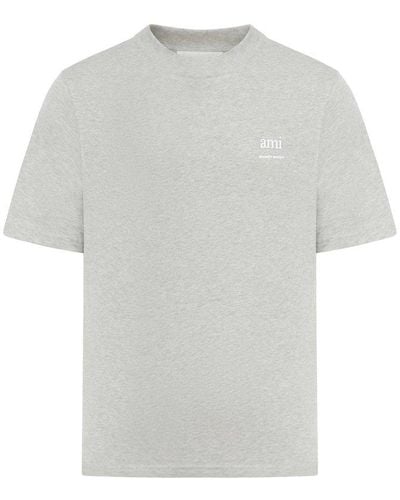 Ami Paris Paris Logo Printed Crewneck T-shirt - White