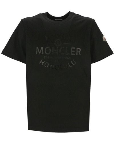 Moncler Laminated Logo-print T-shirt - Black