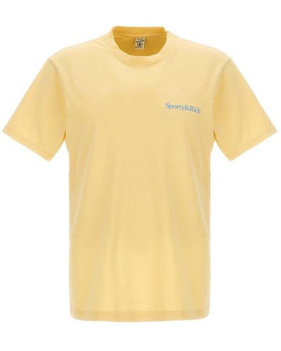 Sporty & Rich Health Is Wealth Crewneck T-shirt - Yellow
