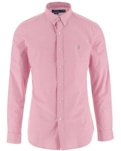 Polo Ralph Lauren Logo Embroidered Checked Shirt - Pink