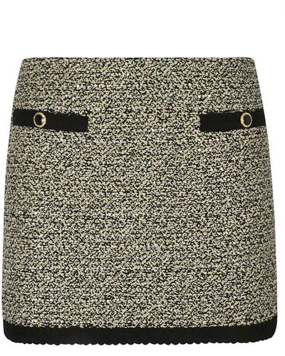 Alessandra Rich Low Rise Tweed Mini Skirt - Grey