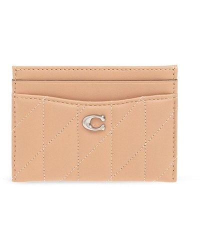 COACH Logo-plaque Quilted Leather Card Holder - Natural