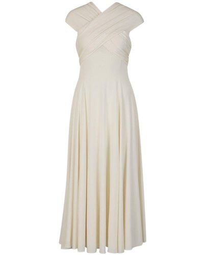 Khaite The Bruna Off-shoulder Pleated Maxi Dress - White