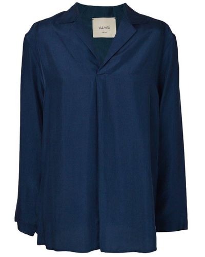 Alysi V-neck Long-sleeved Shirt - Blue