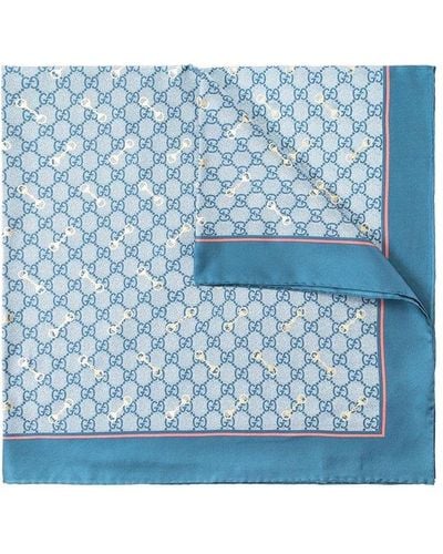 Gucci Printed Silk Foulard - Blue