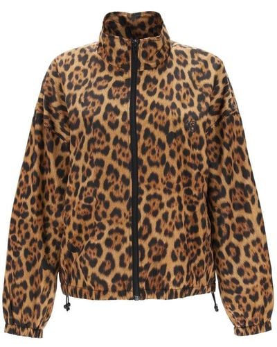 Alexander Wang Leopard Printed Zipped Jacket - Brown