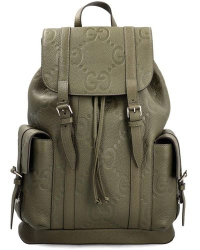 Gucci Logo Debossed Buckle Detailed Backpack - Green