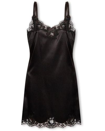 Dolce & Gabbana Lace Trimming Mini Dress - Black
