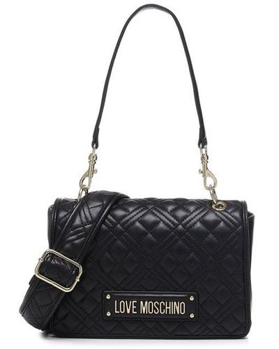 Love Moschino Shoulder Bag With Quilted Logo - Black