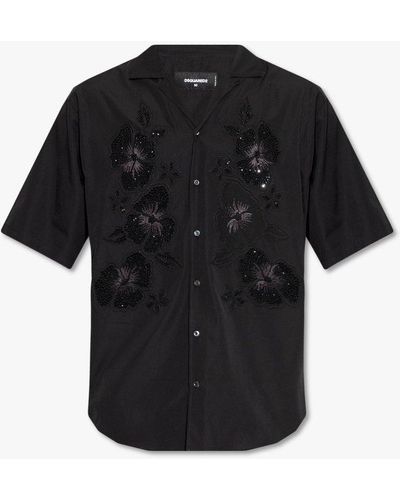 DSquared² Shirt With Sparkling Details - Black