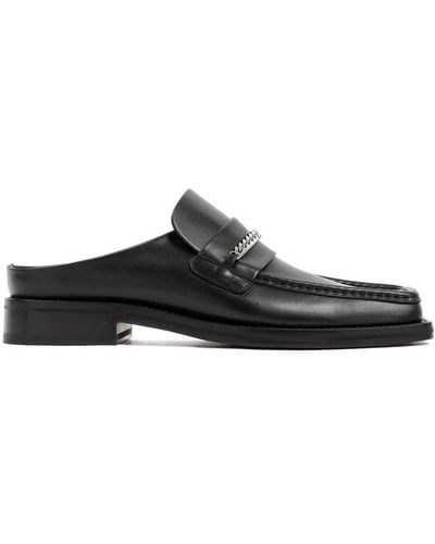 Martine Rose Chain Embellished Square Toe Loafers - Black