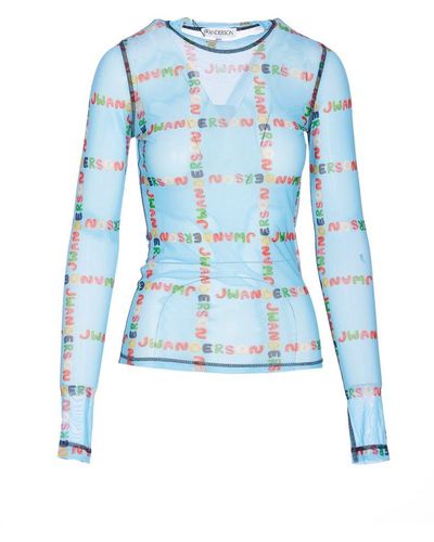 JW Anderson Longsleeves Mesh Top - Blue