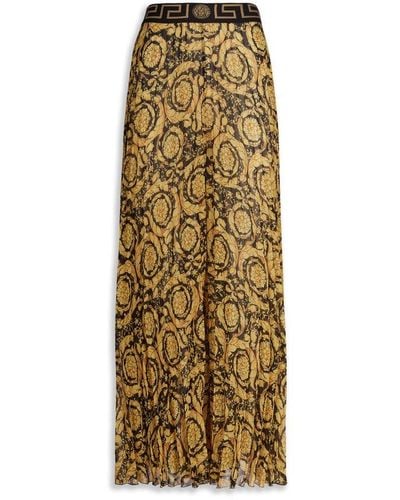 Versace Baroque Printed Pleated Maxi Skirt - Multicolor
