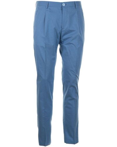 Tagliatore Belt-looped Slim-cut Trousers - Blue