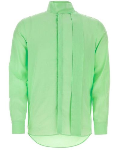 Valentino Scarf Detailed Straight Hem Shirt - Green