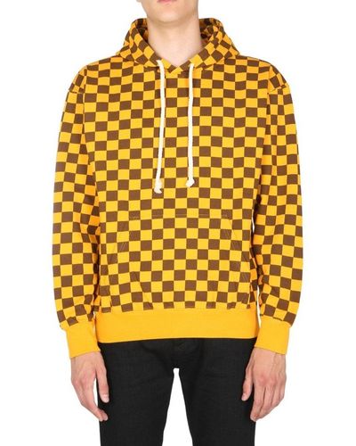 JW Anderson Checkerboard Drawstring Sweatshirt - Yellow
