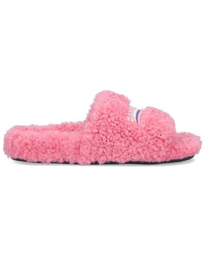 Balenciaga Furry Slide Sandals - Pink