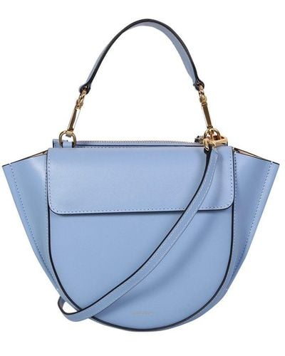 Wandler Hortensia Mini Vbag In Baby E Leather With Logo Woman - Blue