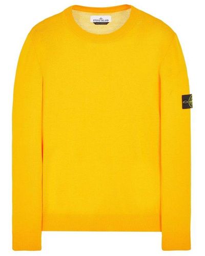 Stone Island Logo Patch Crewneck Sweater - Yellow