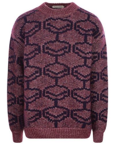 NAMACHEKO Geometric-pattern Crewneck Knitted Jumper - Purple
