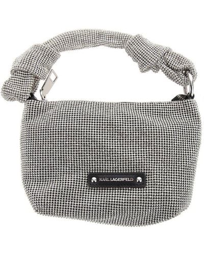 Karl Lagerfeld K/evening Embellished Zipped Shoulder Bag - Grey