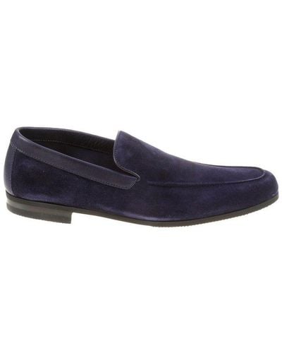 John Lobb Almond Toe Slip-on Loafers - Blue