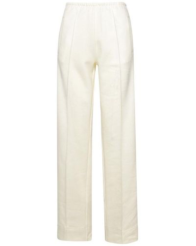 Palm Angels Ivory Cotton Blend Trousers - White