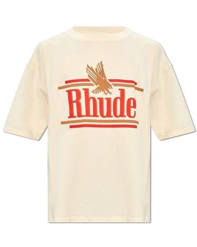 Rhude Logo Printed Crewneck T-shirt - White